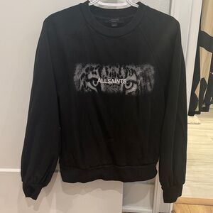 All Saints Black Crewneck Sweater with Graphic